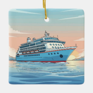 Ornamento De Cerâmica Navio cruzeiro no oceano