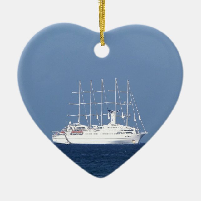 Ornamento De Cerâmica Navio de cruzeiros com velas (Frente)
