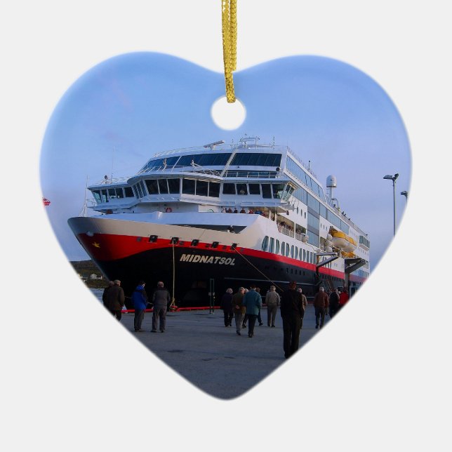 Ornamento De Cerâmica Navio de cruzeiros norueguês (Frente)