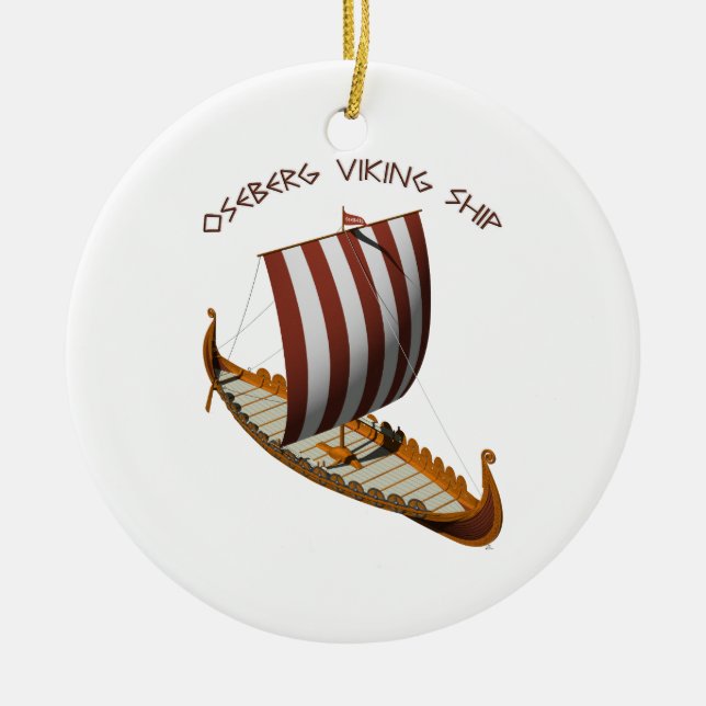 Ornamento De Cerâmica Navio de Oseberg Viking (Frente)