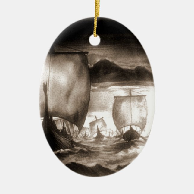 ORNAMENTO DE CERÂMICA NAVIOS DE VIKING (Frente)