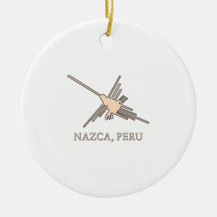 Ornamento De Cerâmica Nazca Hummingbird Geoglyph Newsprint