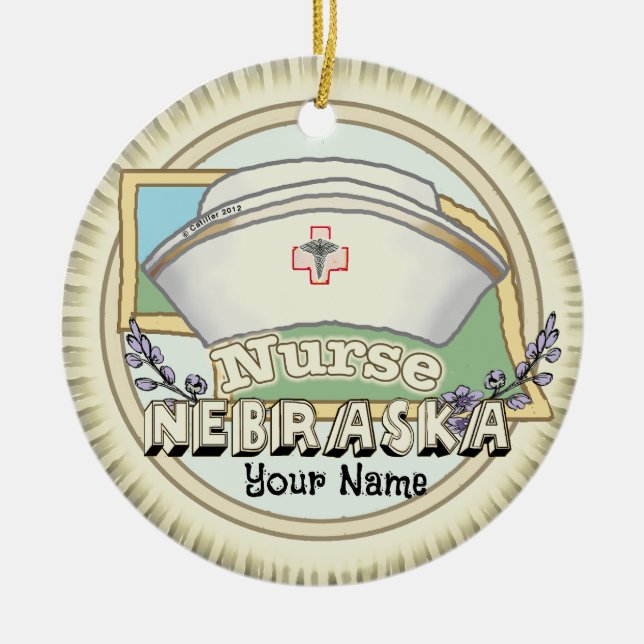 Ornamento De Cerâmica Nebraska Nurse (Frente)