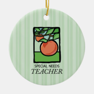Ornamento De Cerâmica Necessidades Especiais Professora Obrigado, Apple