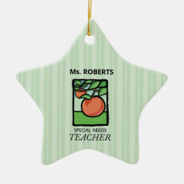 Ornamento De Cerâmica Necessidades Especiais Professora Obrigado, Apple