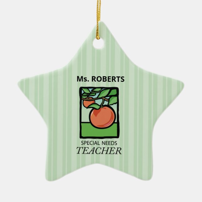 Ornamento De Cerâmica Necessidades Especiais Professora Obrigado, Apple (Frente)