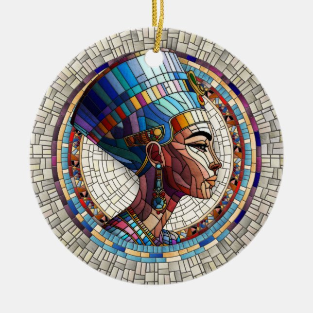 Ornamento De Cerâmica Nefertiti egípcio - Arte mosaica (Frente)