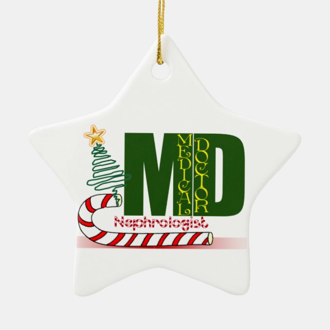 Ornamento De Cerâmica Nefrologista MERRY CHRISTMAS MÉDICO (Frente)