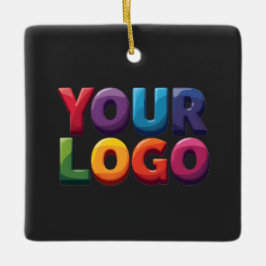 Ornamento De Cerâmica Negócio Simples de Logotipo e Texto Personalizado