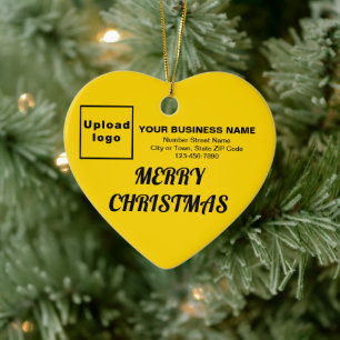 Ornamento De Cerâmica Negócios Natal Coração Amarelo em Forma
