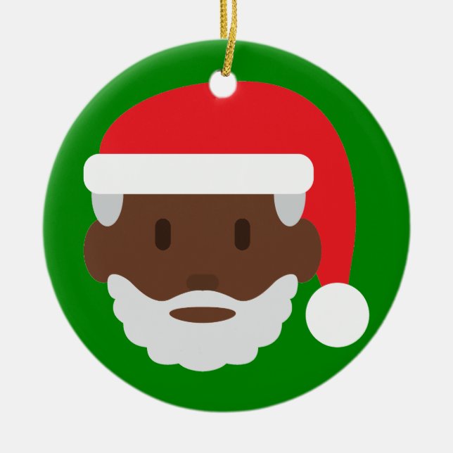 Ornamento De Cerâmica negro santa claus emoji (Frente)