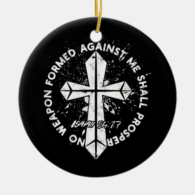 Ornamento De Cerâmica Nenhuma Arma Formada Contra mim irá prosperar a Fé (Frente)