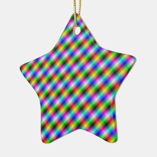 Ornamento De Cerâmica Neon Crosshatch Ornament