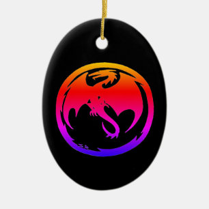 Ornamento De Cerâmica Neon Dragon Black Cerâmica Ornament 2