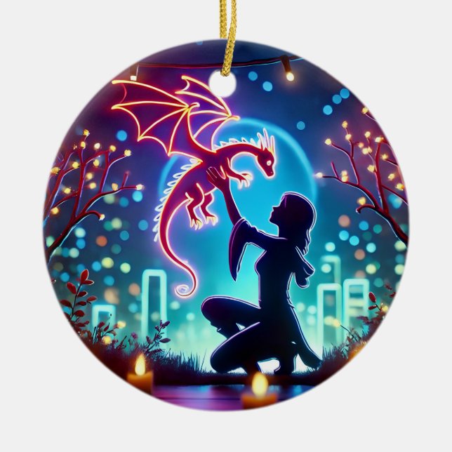 Ornamento De Cerâmica  neon dragon trainer (Frente)