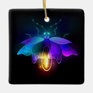 Ornamento De Cerâmica Neon Firefly a preto