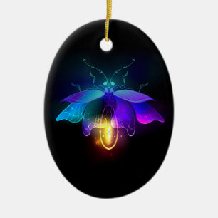 Ornamento De Cerâmica Neon Firefly a preto