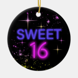Ornamento De Cerâmica Neon Glow Sweet 16 ID760