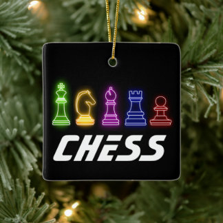 Ornamento De Cerâmica Neon Lights Chess Pizes Chess King Natal