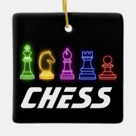 Ornamento De Cerâmica Neon Lights Chess Pizes Chess King Natal