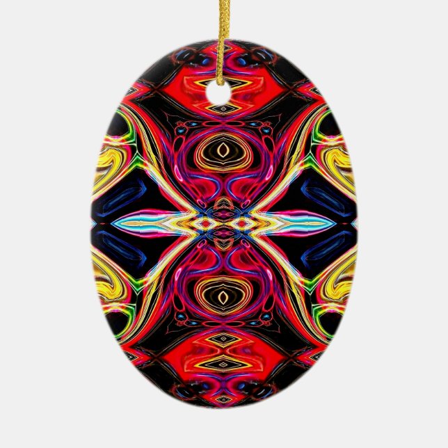 Ornamento De Cerâmica Neon Psychedelic Abstrato Ornament 1 (Frente)