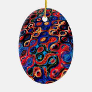 Ornamento De Cerâmica Neon Psychedelic Ripples Ornament