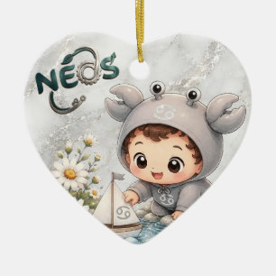 Ornamento De Cerâmica Neos Kawaii Zodíaco Câncer