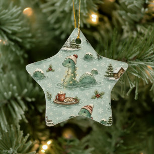 Ornamento De Cerâmica Nessie do Natal Monstro do Lago Ness Aconchegante