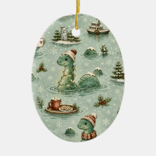 Ornamento De Cerâmica Nessie do Natal Monstro do Lago Ness Aconchegante 