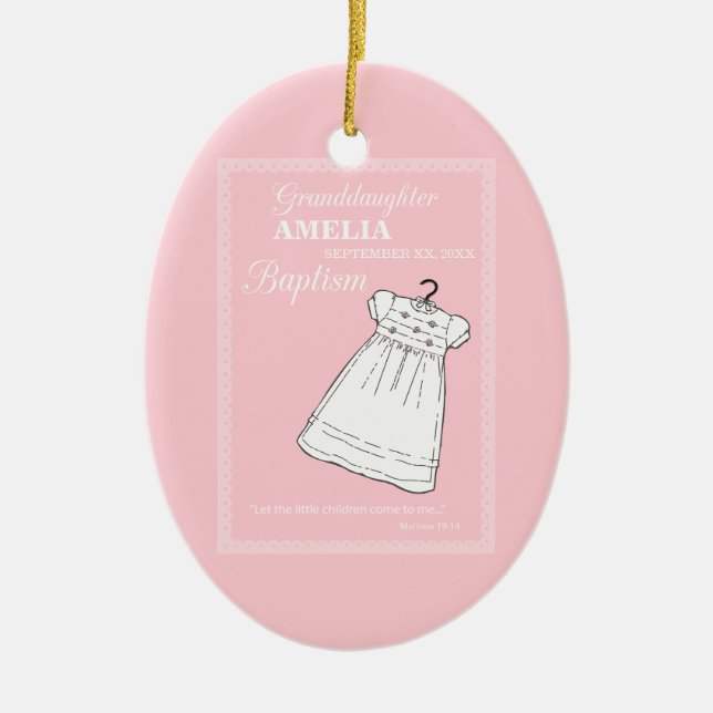 Ornamento De Cerâmica Neta, palhaço de batismo personalizado a rosa (Frente)