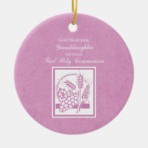 Ornamento De Cerâmica Neta Primeira Comunhão, Rosa