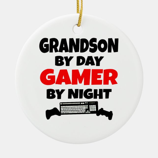Ornamento De Cerâmica Neto por Day Gamer por Night (Frente)