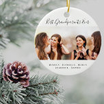 Ornamento De Cerâmica Netos de fotos de avós<br><div class="desc">Um presente para sua avó e vovô para aniversários,  Natal ou evento especial. Texto preto: Os melhores avós já escreveram com um roteiro de estilo escrito à mão. Personalize e use sua própria foto e nomes. Um fundo branco chic.</div>