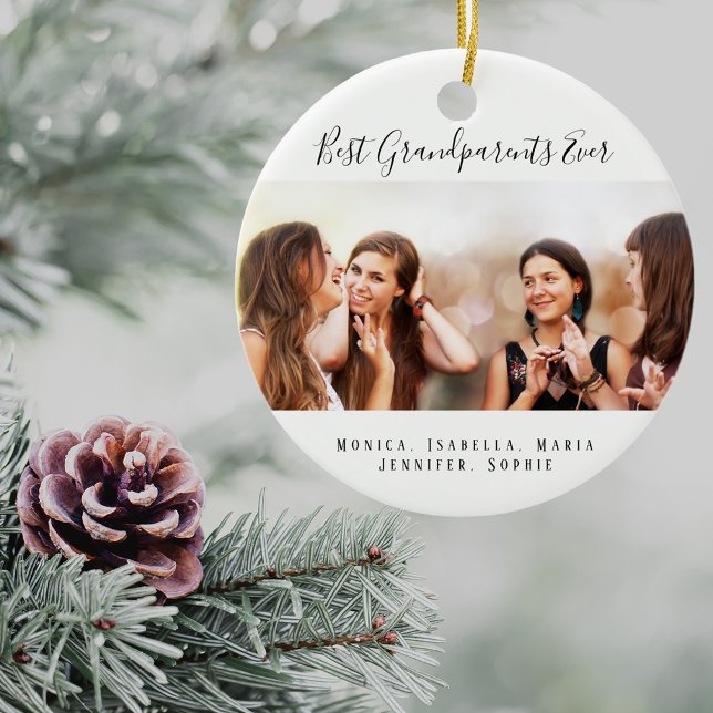 Ornamento De Cerâmica Netos de fotos de avós (Criador carregado)