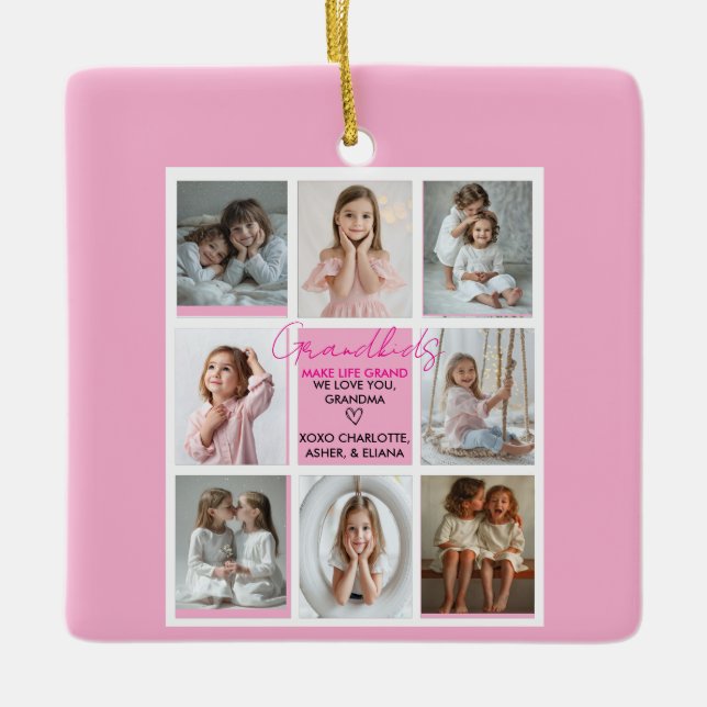 Ornamento De Cerâmica Netos fazem da vida o grande vovó 8 fotos personal (Frente)