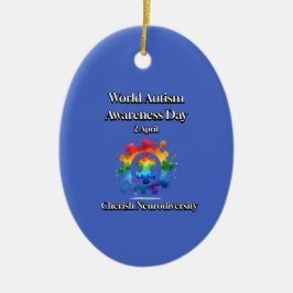 Ornamento De Cerâmica Neurodiversidade cereja. Dia Mundial da Consciênci