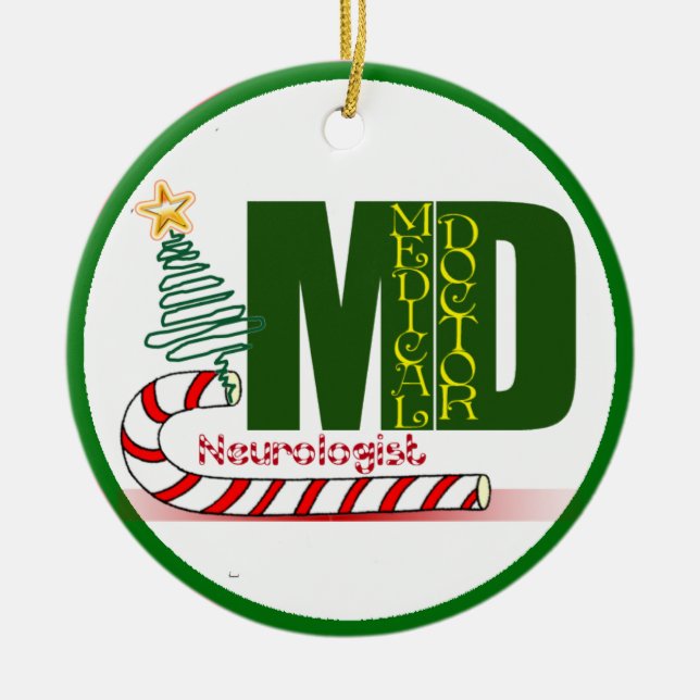 ORNAMENTO DE CERÂMICA NEUROLOGISTA MERRY NATAL NEUROLOGIA (Frente)
