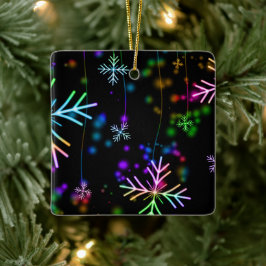 Ornamento De Cerâmica Neve Flocos Cores