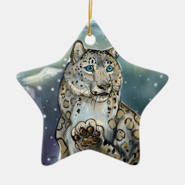 Ornamento De Cerâmica Neve Leopard~ornamento (Frente)