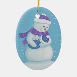 Ornamento De Cerâmica Neve Mãe e Neve Menino