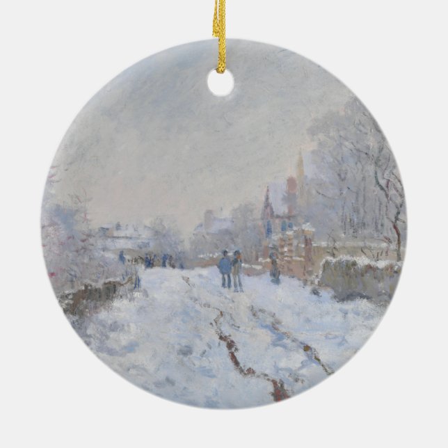 Ornamento De Cerâmica Neve na Argentina (por Claude Monet) (Traseira)