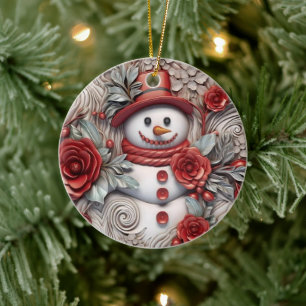 Ornamento De Cerâmica Neve Natal 3D