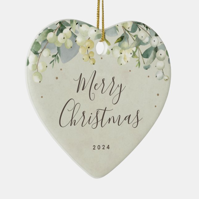 Ornamento De Cerâmica Neve Personalizado Não-Fotográfico Natal Coração F (Direito )