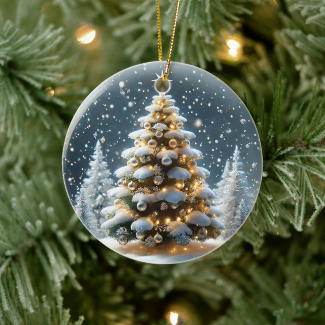 Ornamento De Cerâmica Neves com Árvore de Natal em Neve (Árvore)