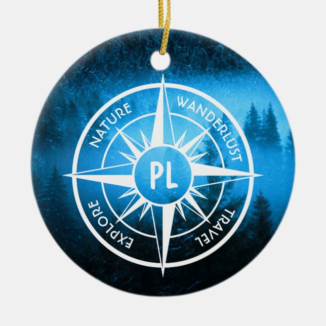 Ornamento De Cerâmica Névoa emblem monograma em estrela de pântano (Frente)