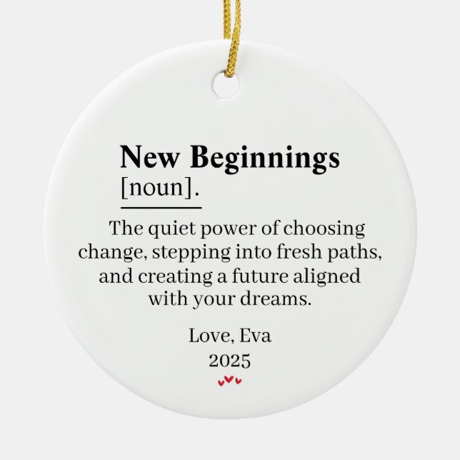 Ornamento De Cerâmica New Beginnings Definition Ornament Gift (Frente)