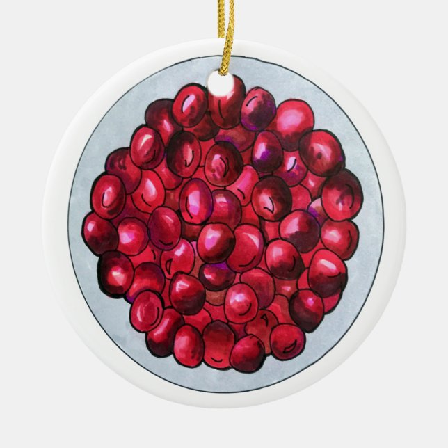 Ornamento De Cerâmica New England Cranberry Cranberry Bog Berries (Frente)