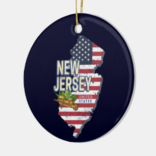 Ornamento De Cerâmica New Jersey EUA Retro Map USA Souvenir