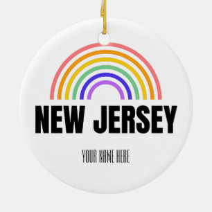 Ornamento De Cerâmica New Jersey - Rainbow - Postcards - Personalizado
