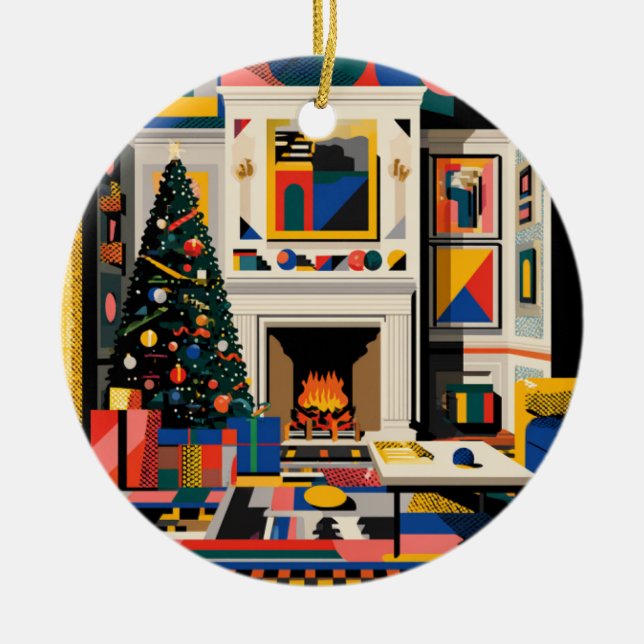 Ornamento De Cerâmica New Wave 1980s Pop Art Christmas (Frente)